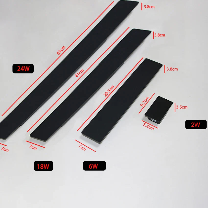 Élise's Sleek Outdoor LED Strip Wall Lamp - 18W Black Aluminum for Bedroom and Exterior