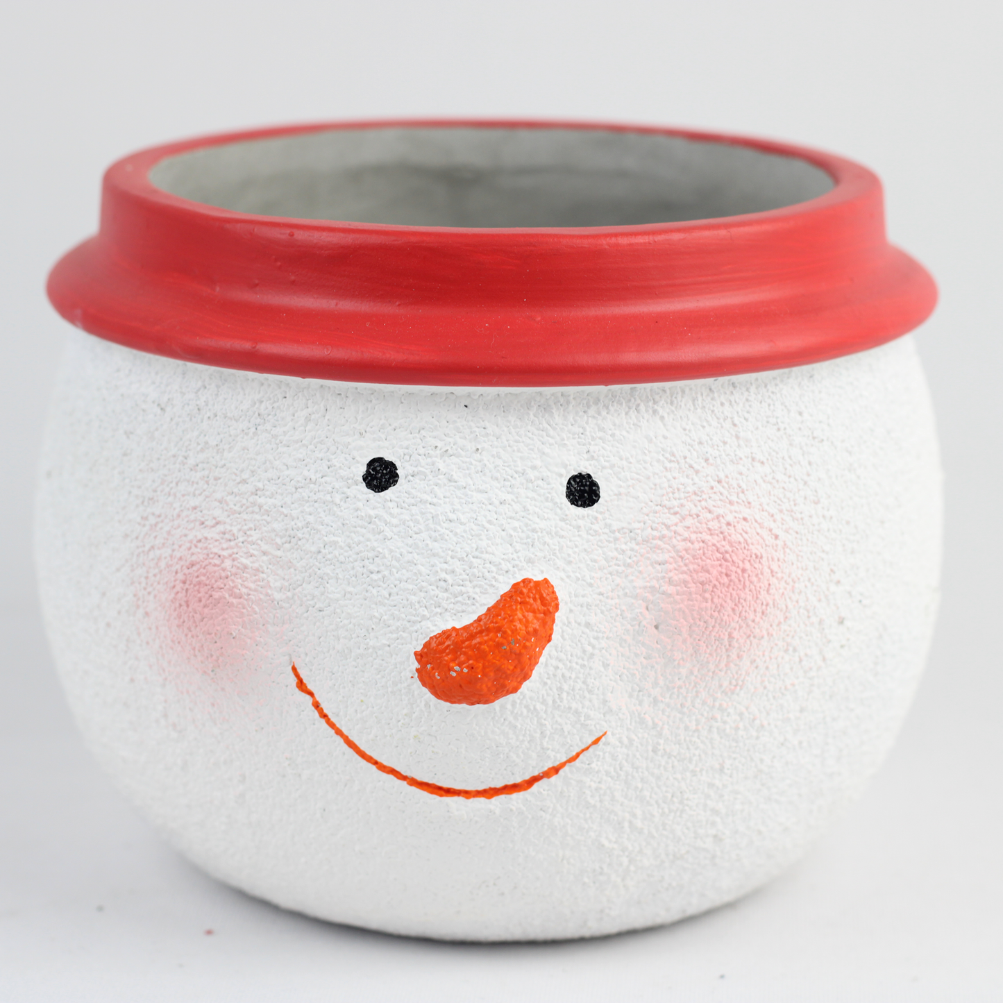 Santa or Snowman Christmas Planter – Single Piece – Festive Cement Holiday Pot