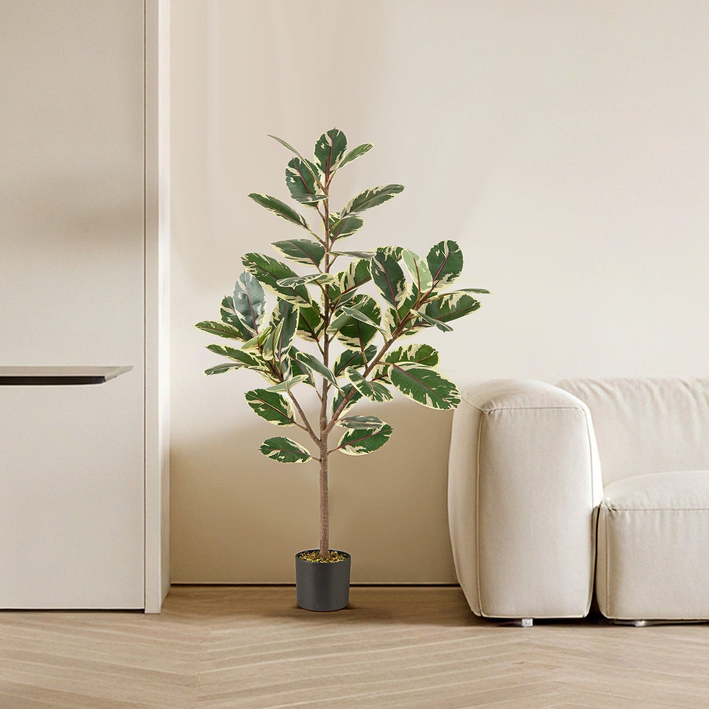 2 Pack 4.3 Feet Tall Artificial Bird of Paradise Plant Fake Banana Leaf-Green