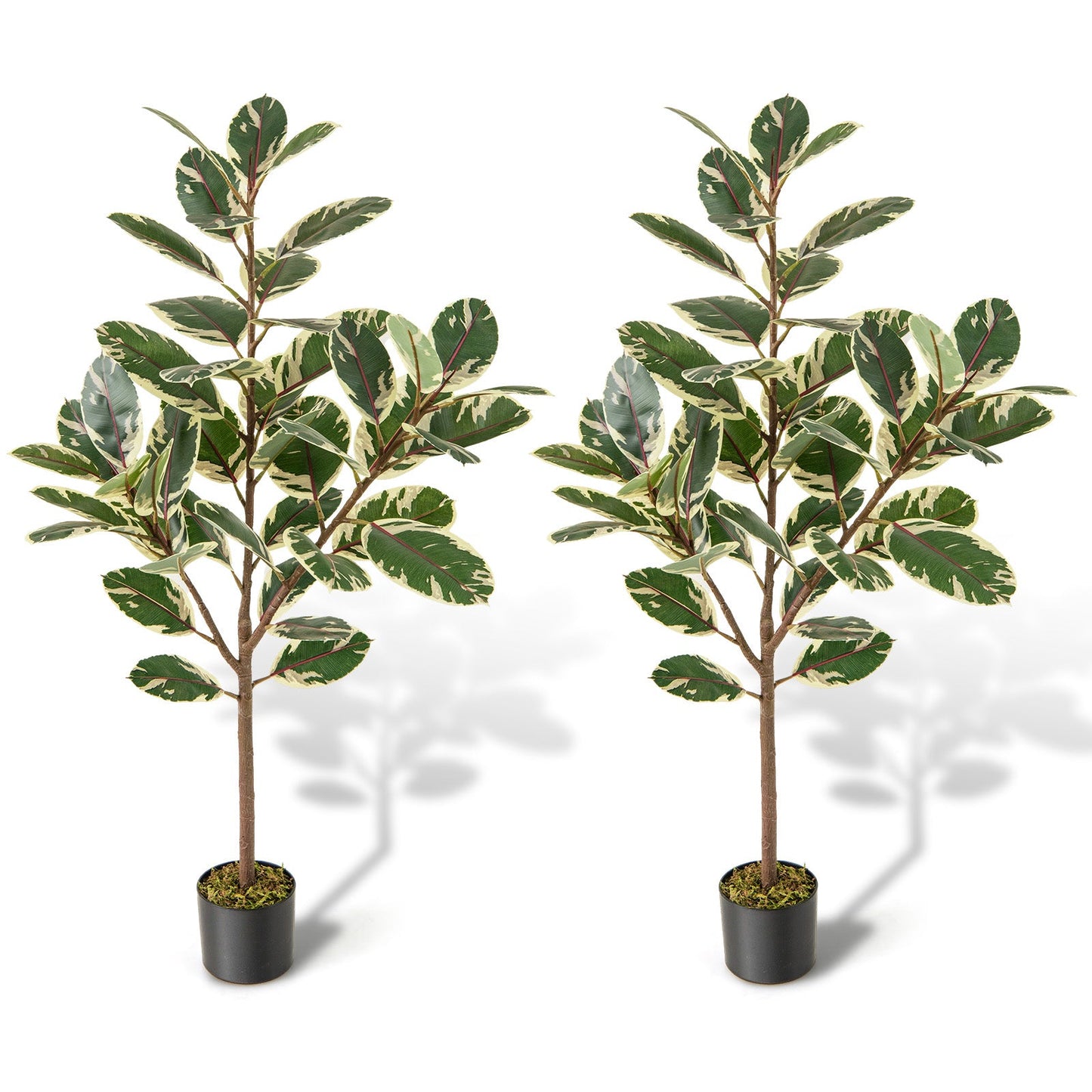 2 Pack 4.3 Feet Tall Artificial Bird of Paradise Plant Fake Banana Leaf-Green