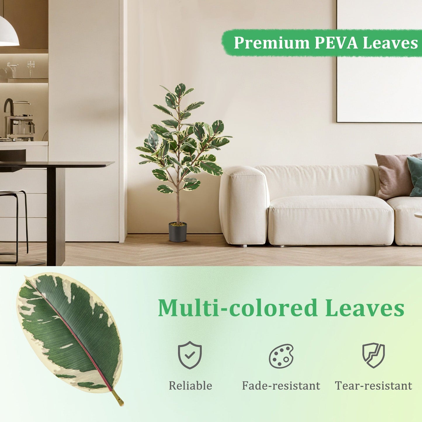 2 Pack 4.3 Feet Tall Artificial Bird of Paradise Plant Fake Banana Leaf-Green