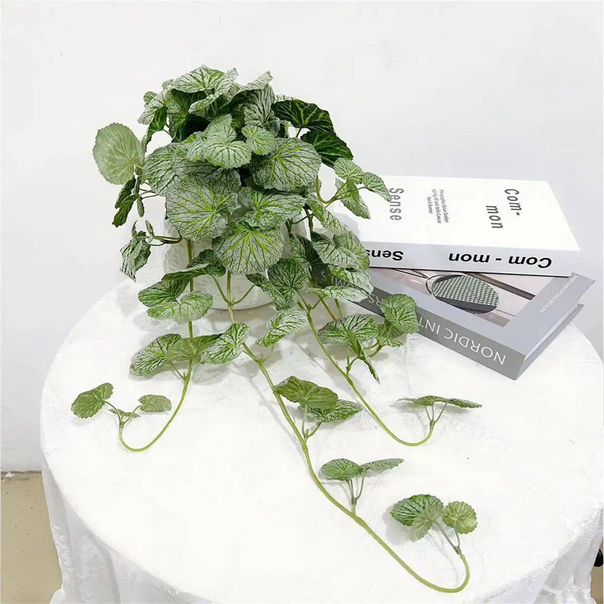 40-70cm Fake Hanging Plants Artificial Begonia Plant Vines Silk Fern Plant Wall Leaves Tropical Scindapsus Plant For Home Garden