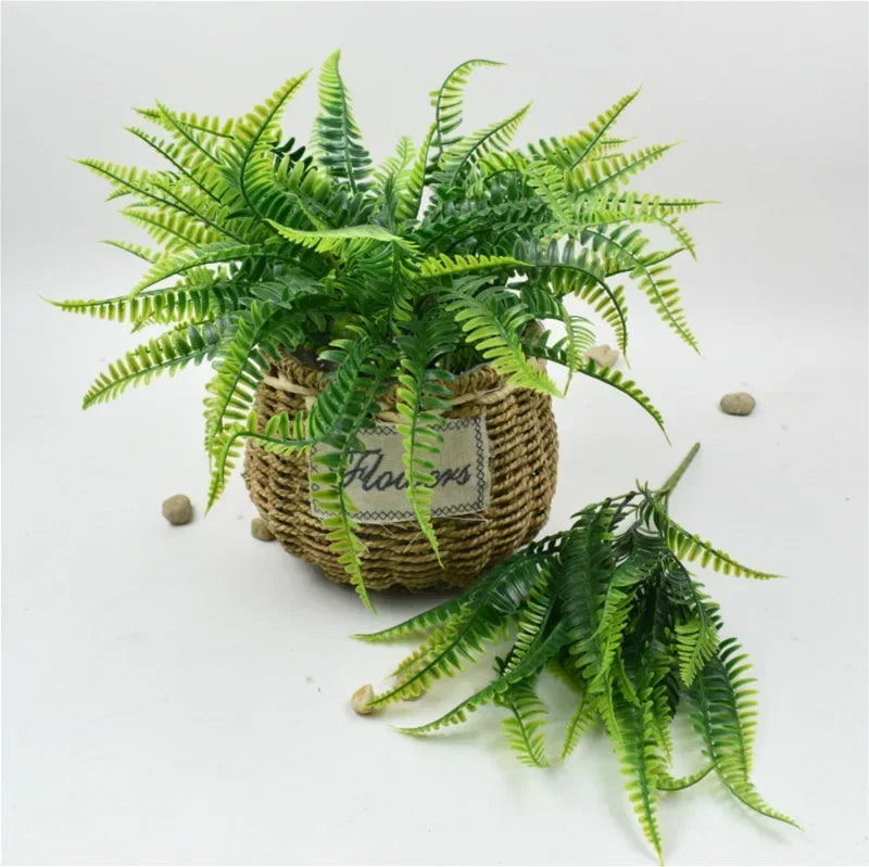 Artificial Plant Small Boston Fern Green Grass Home Decoration Fake Plant Leaves Greenery Home Garden Party Wedding Decorations