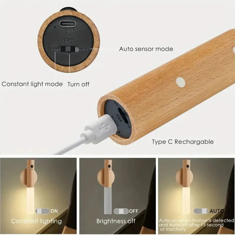 Smart Motion Sensor Night Light – Rechargeable LED Wall Lamp