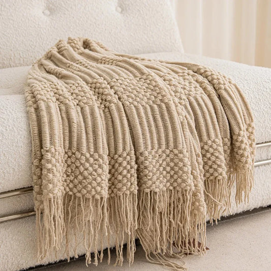 Cozy Chunky Tassel Knit Throw