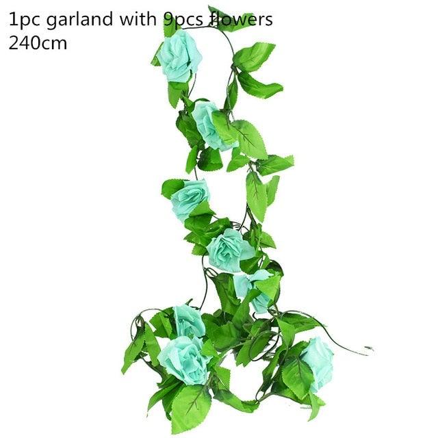 Modern Artificial Green Eucalyptus Leaves Garland Wisteria Rattan Fake Decor Silk Leaf Vines For Wedding Birthday Party Decor