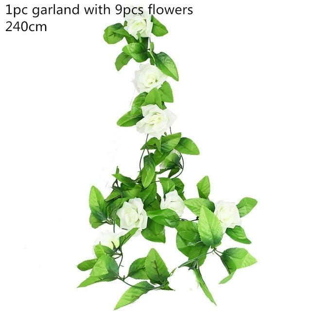 Modern Artificial Green Eucalyptus Leaves Garland Wisteria Rattan Fake Decor Silk Leaf Vines For Wedding Birthday Party Decor