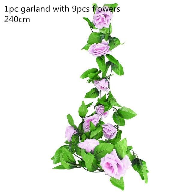Modern Artificial Green Eucalyptus Leaves Garland Wisteria Rattan Fake Decor Silk Leaf Vines For Wedding Birthday Party Decor