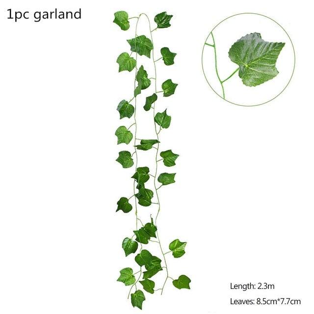 Modern Artificial Green Eucalyptus Leaves Garland Wisteria Rattan Fake Decor Silk Leaf Vines For Wedding Birthday Party Decor
