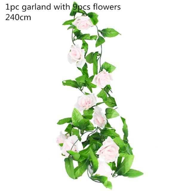 Modern Artificial Green Eucalyptus Leaves Garland Wisteria Rattan Fake Decor Silk Leaf Vines For Wedding Birthday Party Decor